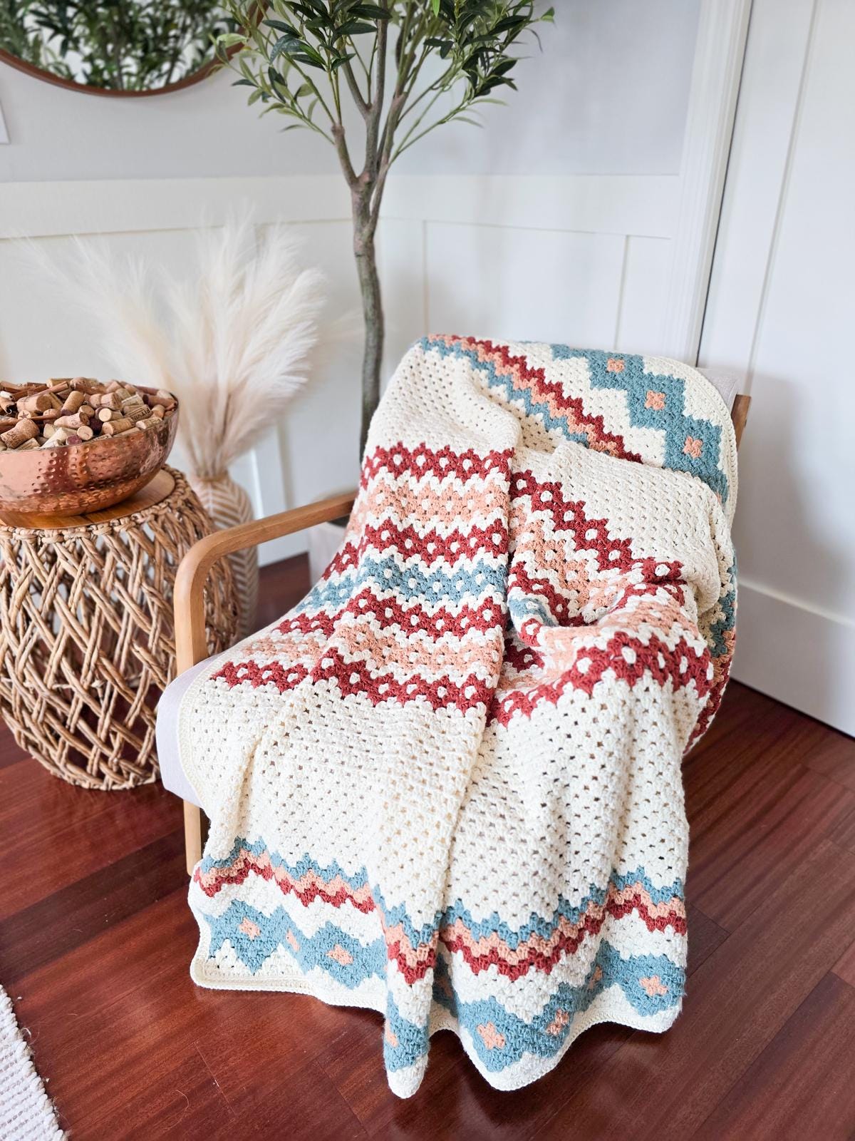 CROCHET PATTERN + VIDEO Gemstone Hues Granny Crochet Blanket Pattern - Easy Crochet Throw Colorful Granny Stitches, Includes Charts