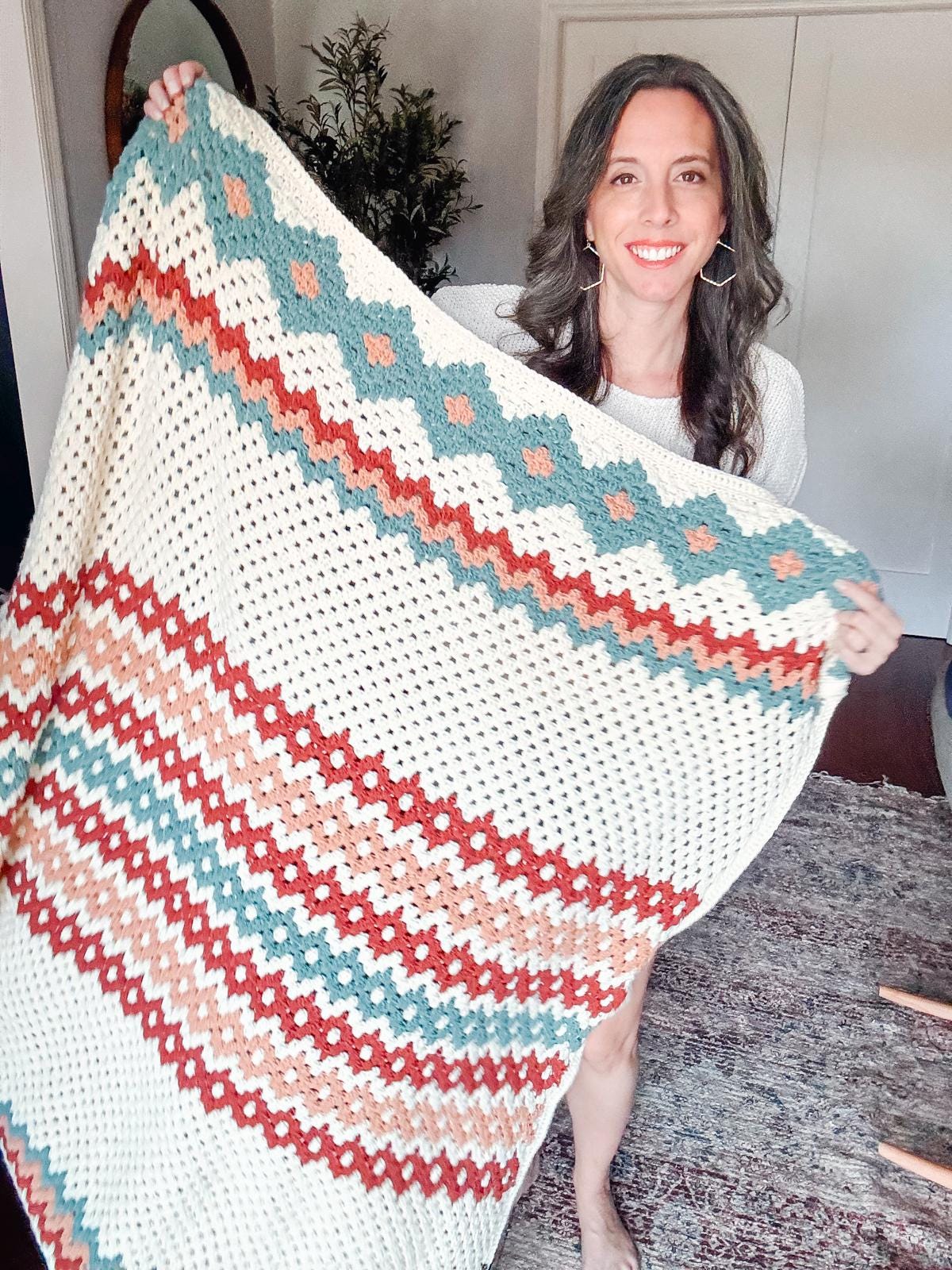 CROCHET PATTERN + VIDEO Gemstone Hues Granny Crochet Blanket Pattern - Easy Crochet Throw Colorful Granny Stitches, Includes Charts