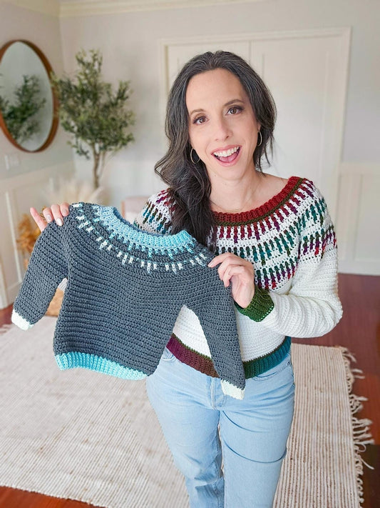 Crochet Pattern Child Sweater Mosaic Crochet Sweater Pattern Baby Sweater Pattern Toddler Sweater Pattern Kids Sweater Pattern Seamless Top-Down Crochet Pattern Newborn to 12 Years PDF Digital Download Video Tutorial