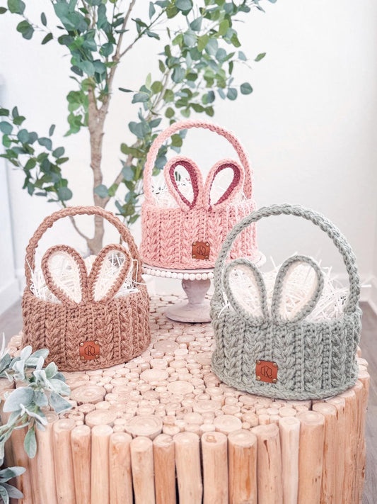 CROCHET PATTERN + VIDEO Crochet Pattern Wheat Stitch™ Easter Bunny Basket, Easter Home Decor, Pdf Download + Video Tutorial