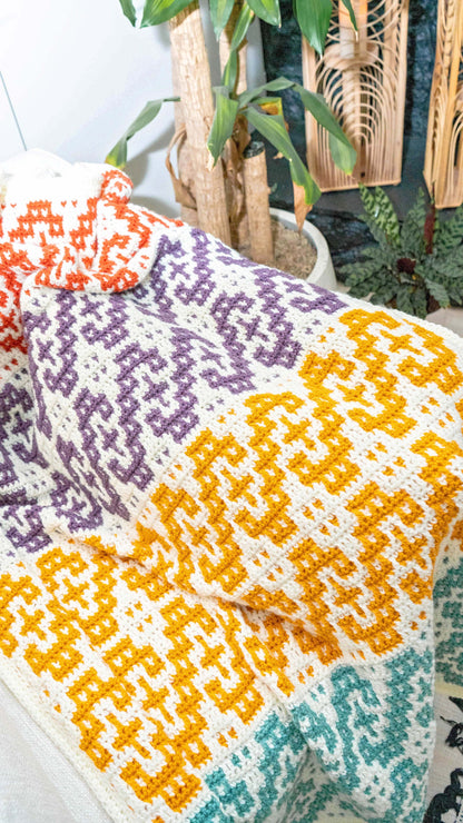 CROCHET PATTERN + VIDEO Waves Mosaic Crochet Blanket Pattern. Learn how to mosaic overlay crochet. Crochet Home Décor Crochet Pattern