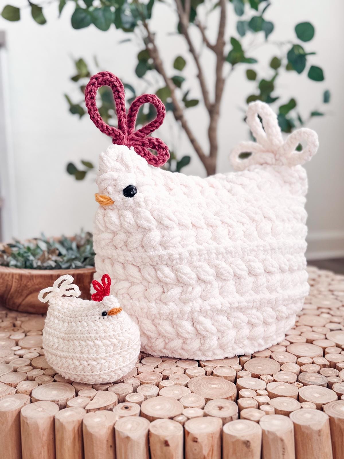 CROCHET PATTERN + VIDEO Wheat Stitch™ Crochet Chicken Pattern +Printable Tags 2 Size Options, Crochet Hen Pattern, Crochet Amigurumi Chicken