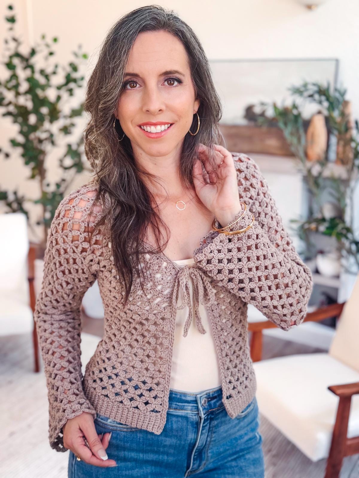 CROCHET PATTERN + VIDEO Circle Leaf V-Neck Crochet Cardigan Pattern, Lace Crochet Cardigan, Size Inclusive xs–5X Lightweight Crochet Garment