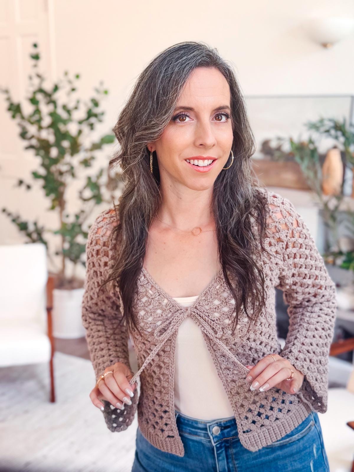 CROCHET PATTERN + VIDEO Circle Leaf V-Neck Crochet Cardigan Pattern, Lace Crochet Cardigan, Size Inclusive xs–5X Lightweight Crochet Garment