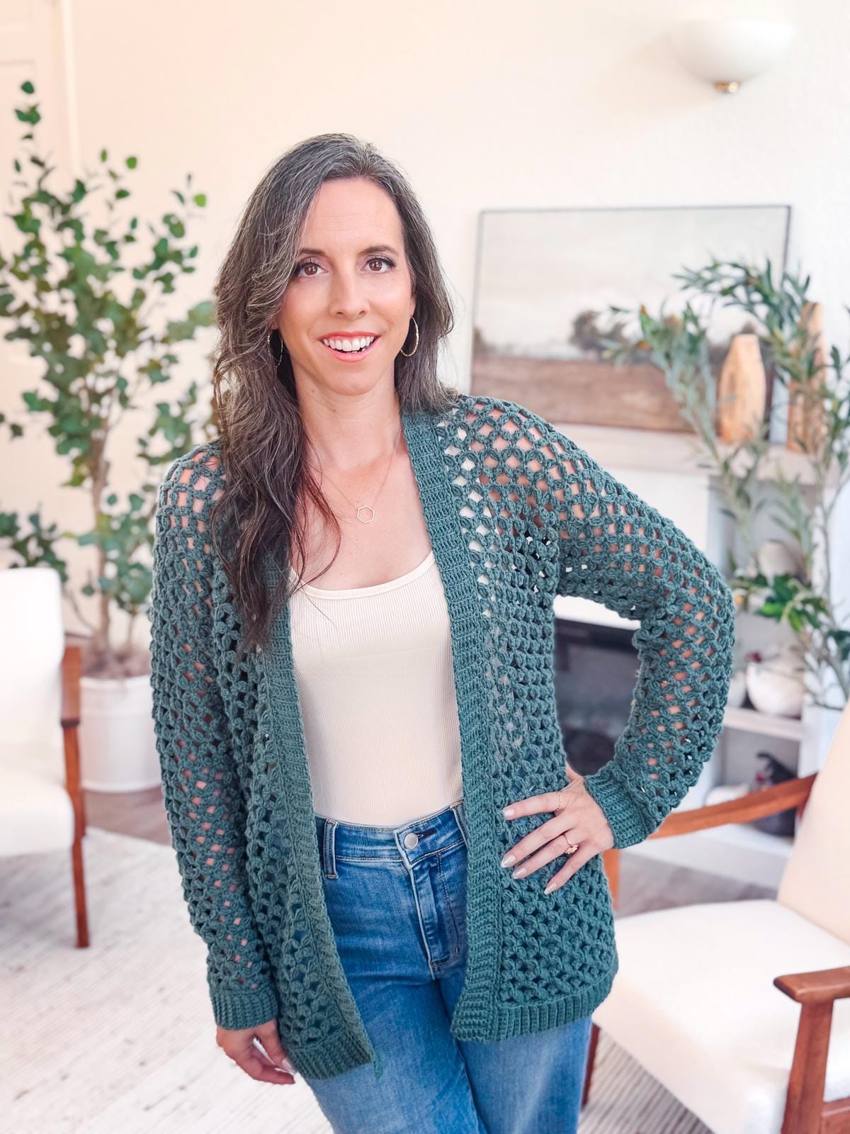 CROCHET PATTERN + VIDEO Circle Leaf Lace Crochet Cardigan Pattern • Lightweight Summer Sweater pdf with Video • Size Inclusive Summer Cardi