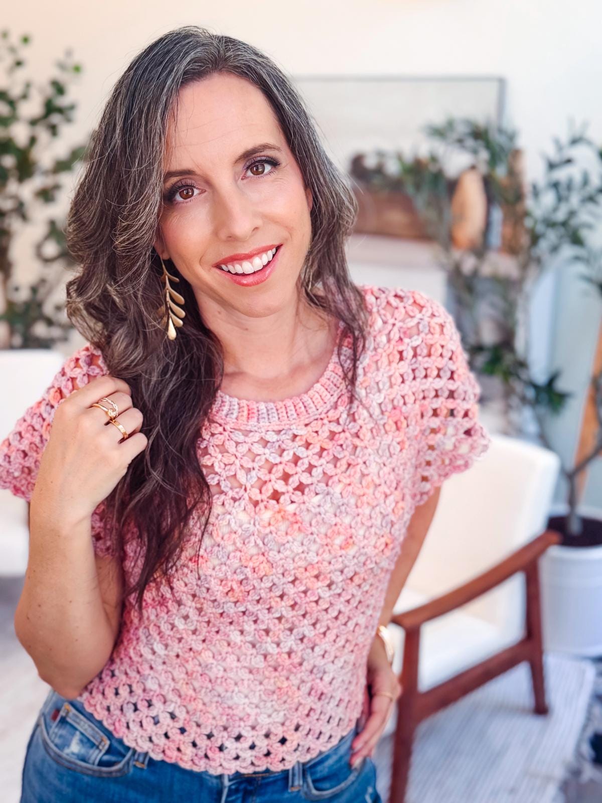 CROCHET PATTERN + VIDEO Circle Leaf Crochet Top Pattern Summer Lace Crochet Shirt – Seamless Top Down Pattern – Size Inclusive xs–5X