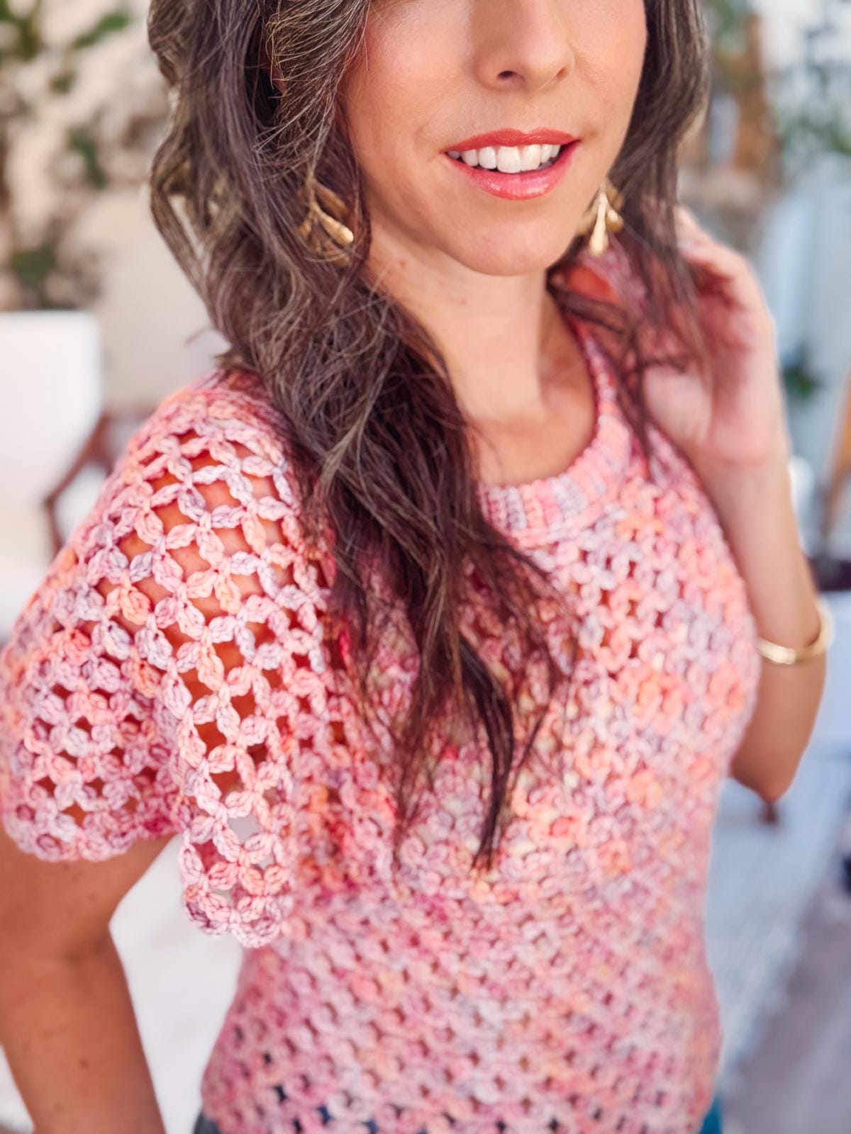 CROCHET PATTERN + VIDEO Circle Leaf Crochet Top Pattern Summer Lace Crochet Shirt – Seamless Top Down Pattern – Size Inclusive xs–5X