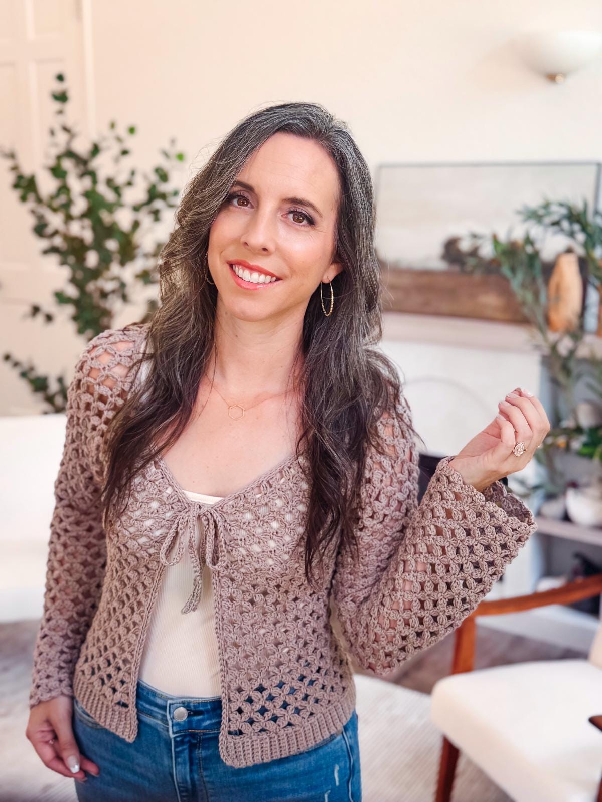 CROCHET PATTERN + VIDEO Circle Leaf V-Neck Crochet Cardigan Pattern, Lace Crochet Cardigan, Size Inclusive xs–5X Lightweight Crochet Garment