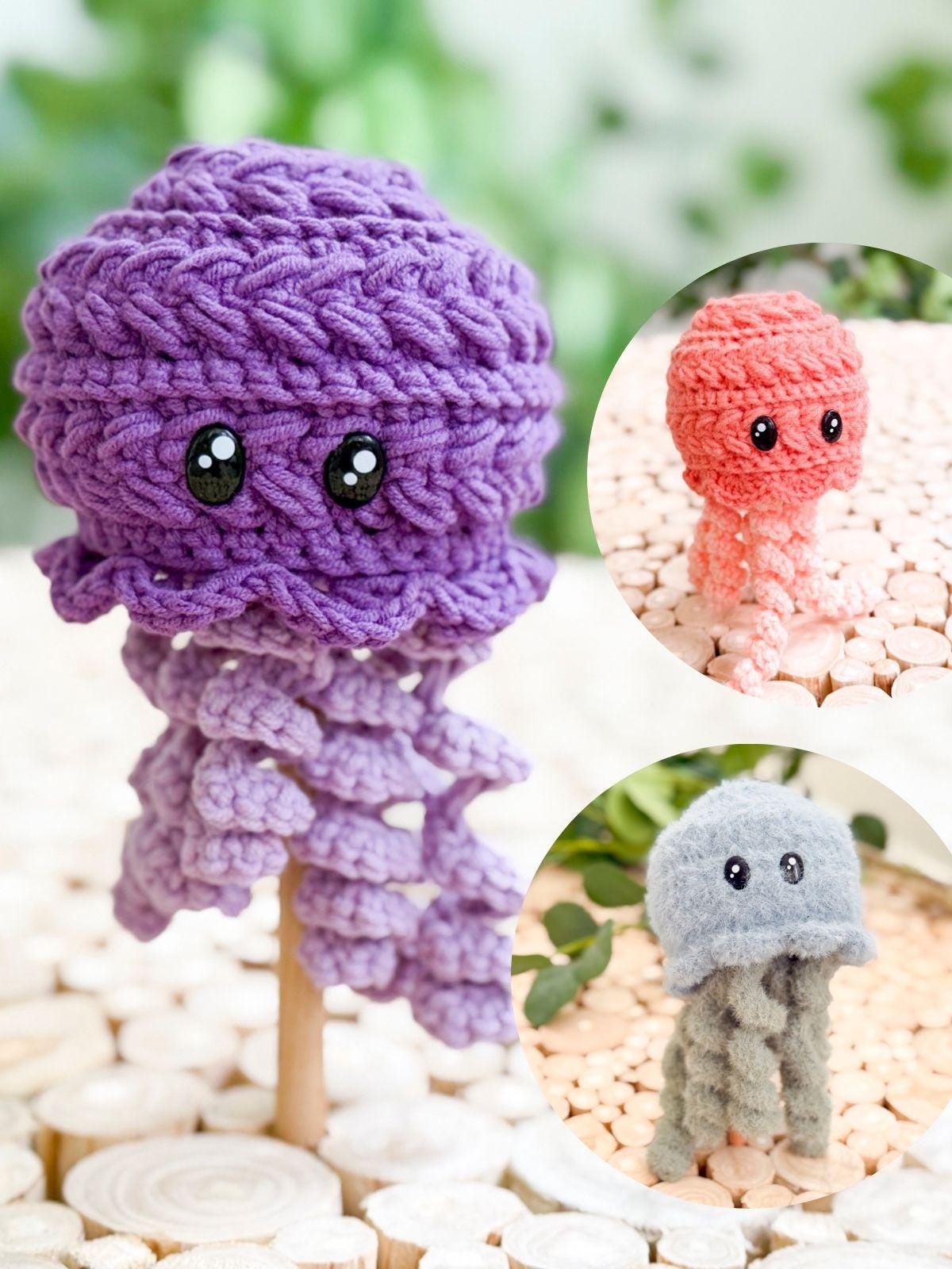 CROCHET PATTERN + VIDEO Wheat Stitch™ Jellyfish Crochet Pattern No Sew Amigurumi Sea Animal Beginner Friendly Ocean Decor Plush Toy Tutorial
