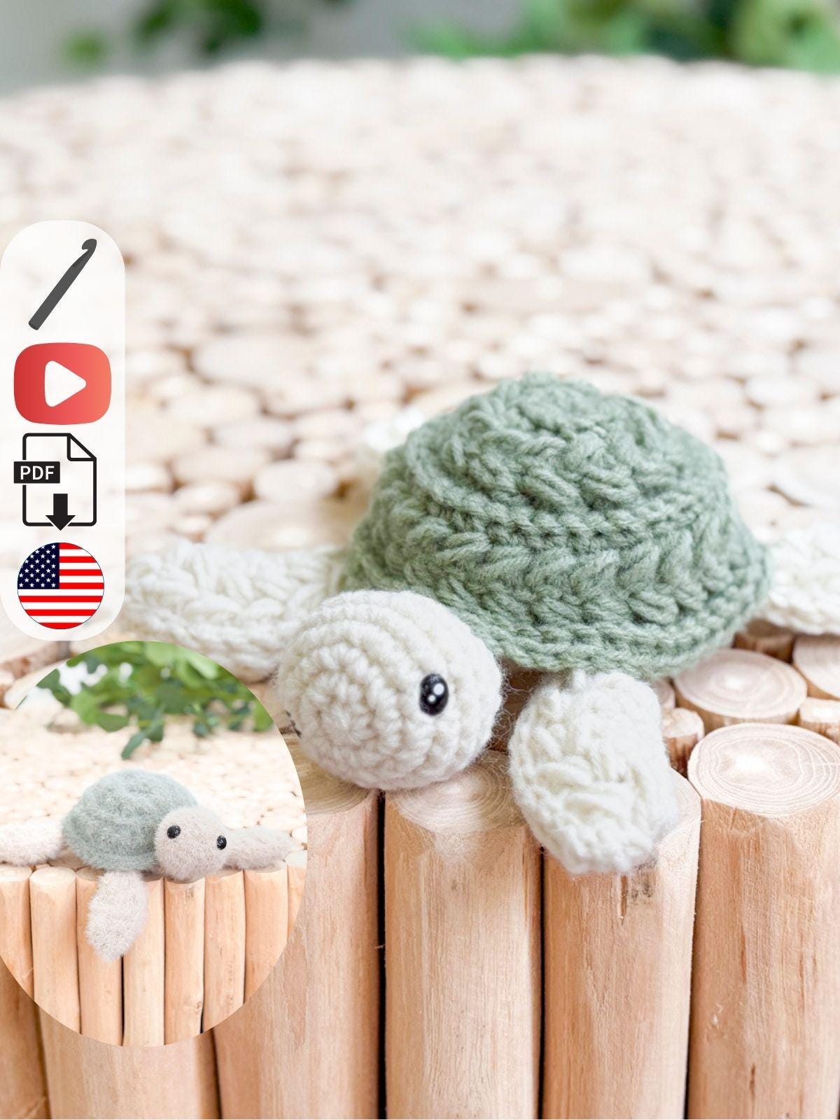 Finished crochet turtle plushie with textured wheat stitch shell