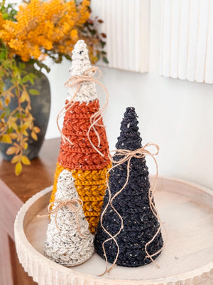 CROCHET PATTERN + VIDEO Wheat Stitch Crochet Tree Pattern | Fall Winter Christmas Decor | 3 Sizes Pdf