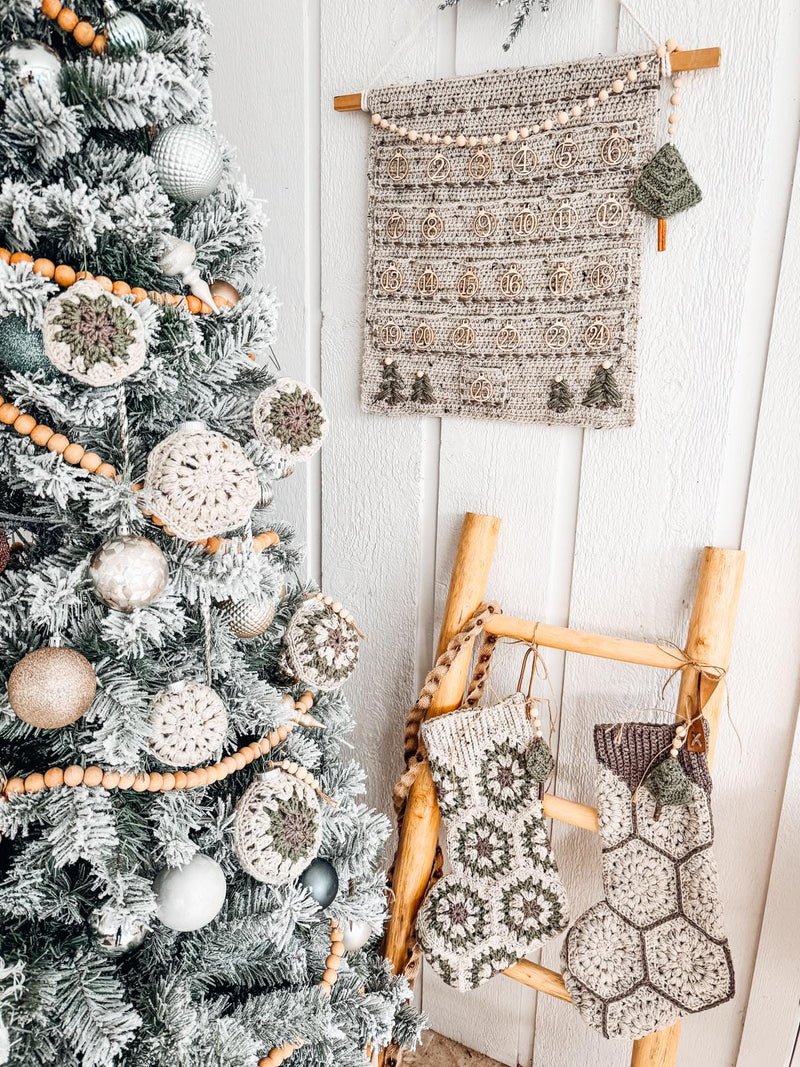 CROCHET PATTERN + VIDEO The Ultimate Granny Holiday Crochet Collection (3 Pattern Bundle) Granny Stocking, Advent Calendar & Ornament Set