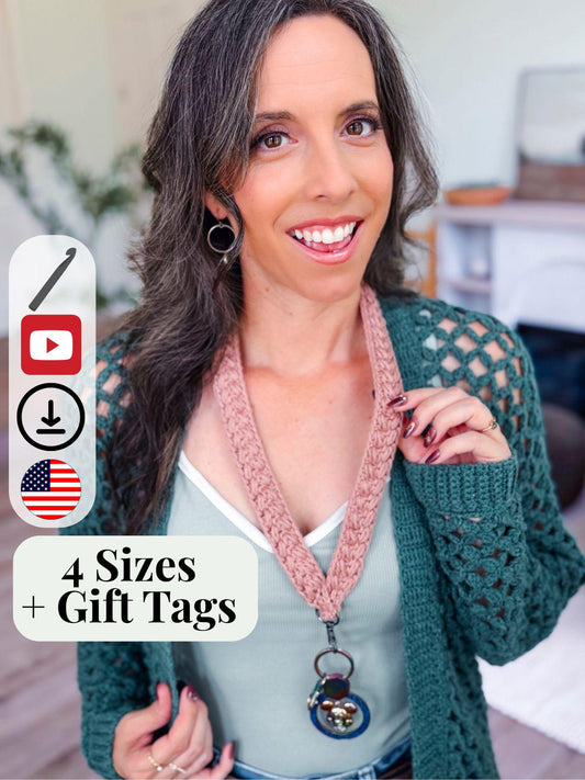CROCHET PATTERN + VIDEO Crochet Wheat Stitch Keychain & Lanyard Pattern and Bonus Tag Printables Instant Pdf Download Wristlet Badge Strap