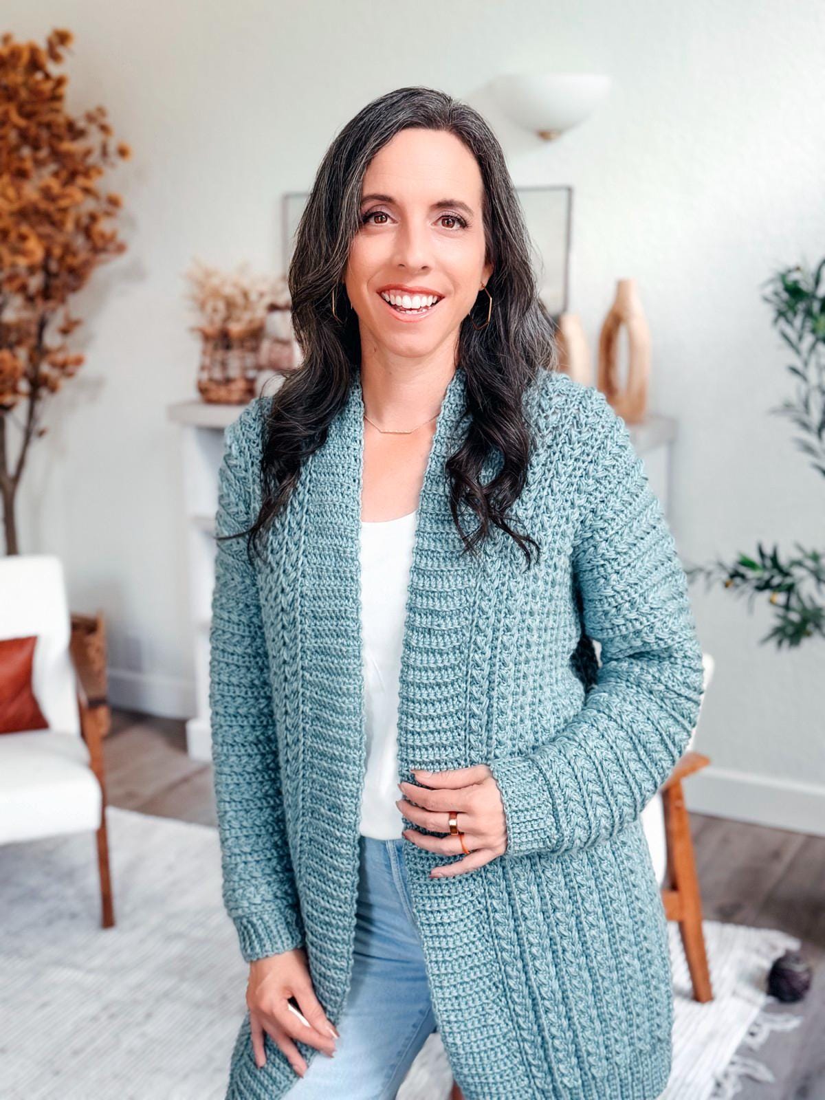 CROCHET PATTERN + VIDEO Wheat Stitch™ Cardigan Crochet Pattern, Diy Worsted-Weight (Xs-5X) Size Inclusive. Includes guided sleeve decreases.