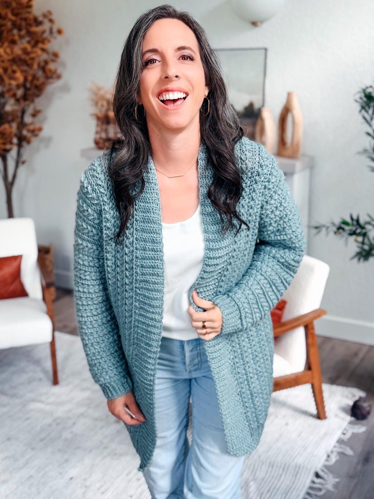 CROCHET PATTERN + VIDEO Wheat Stitch™ Cardigan Crochet Pattern, Diy Worsted-Weight (Xs-5X) Size Inclusive. Includes guided sleeve decreases.