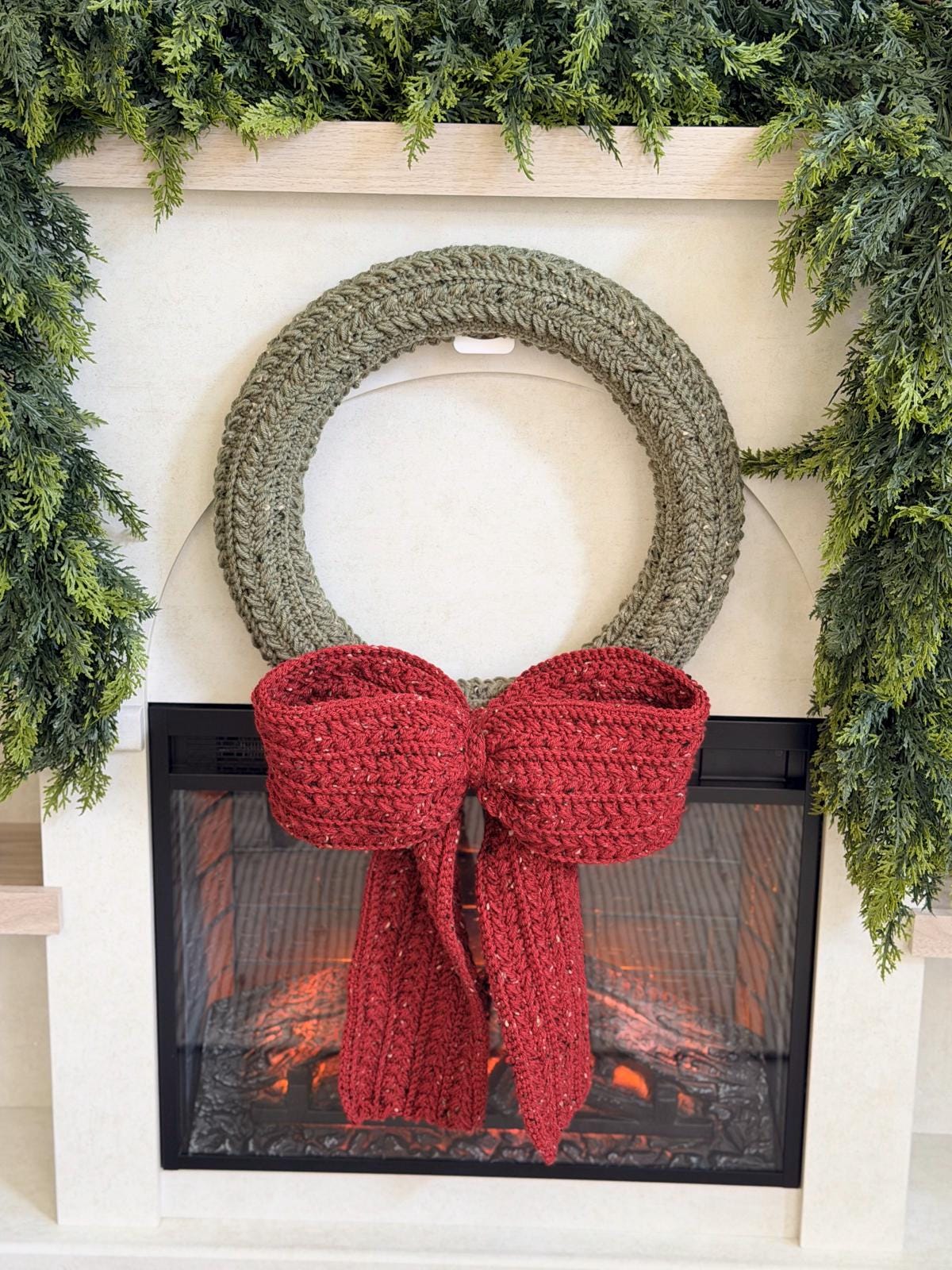 CROCHET PATTERN + VIDEO Wheat Stitch Crochet Wreath Pattern in 4 Sizes, Quick Holiday Crochet Decor Christmas Wreath Crochet Pattern+ Video