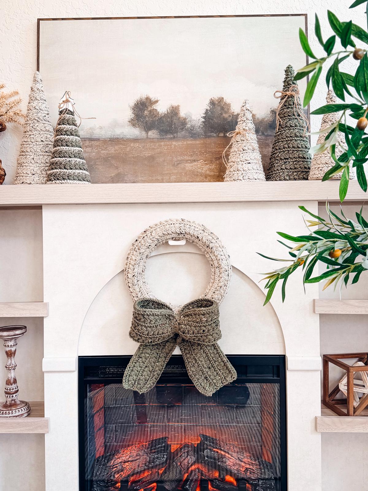 CROCHET PATTERN + VIDEO Wheat Stitch Crochet Wreath Pattern in 4 Sizes, Quick Holiday Crochet Decor Christmas Wreath Crochet Pattern+ Video