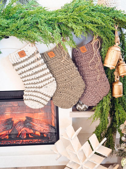 CROCHET PATTERN + VIDEO Wheat Stitch™ Crochet Christmas Stocking Pattern, Handmade Holiday Mantel Diy Crochet Stocking, Beginner Friendly