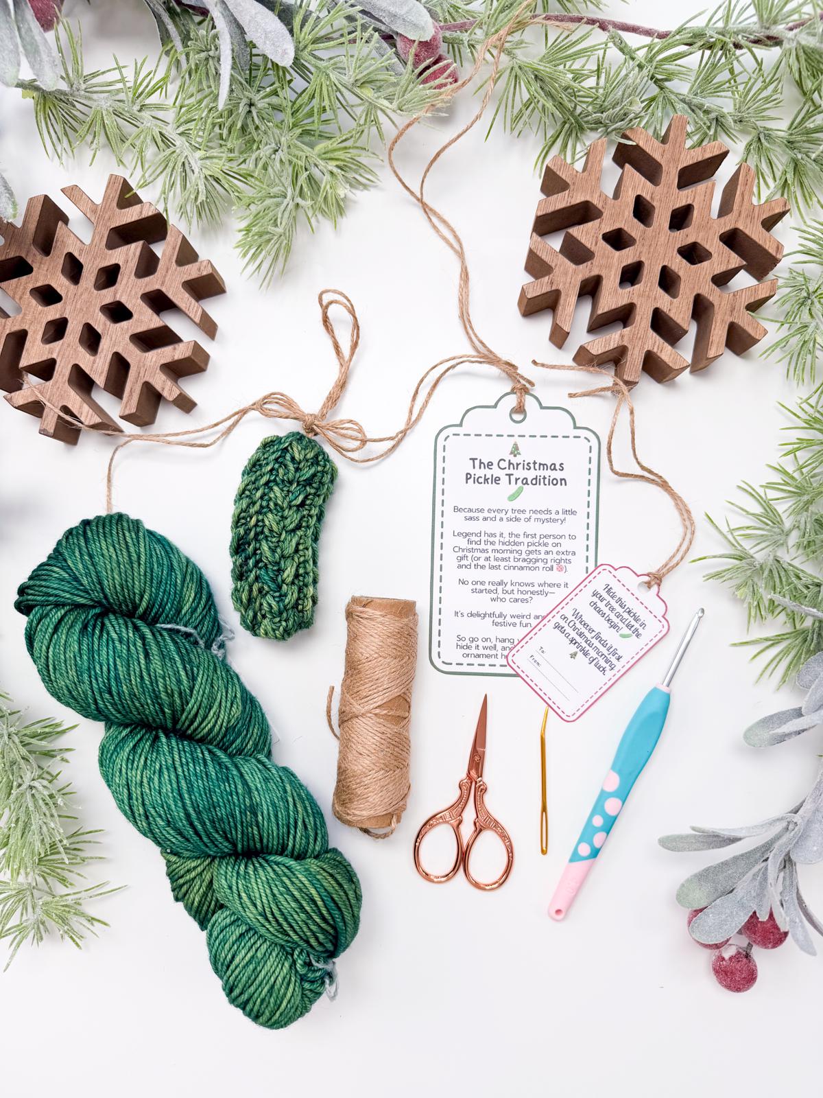 CROCHET PATTERN + VIDEO Wheat Stitch™ Pickle Ornament Crochet Pattern, Includes Printable Tags, Quick & Easy Holiday Decor Gift Crochet