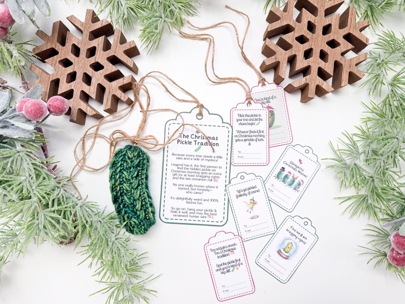 CROCHET PATTERN + VIDEO Wheat Stitch™ Pickle Ornament Crochet Pattern, Includes Printable Tags, Quick & Easy Holiday Decor Gift Crochet