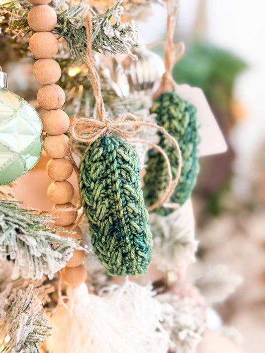 CROCHET PATTERN + VIDEO Wheat Stitch™ Pickle Ornament Crochet Pattern, Includes Printable Tags, Quick & Easy Holiday Decor Gift Crochet