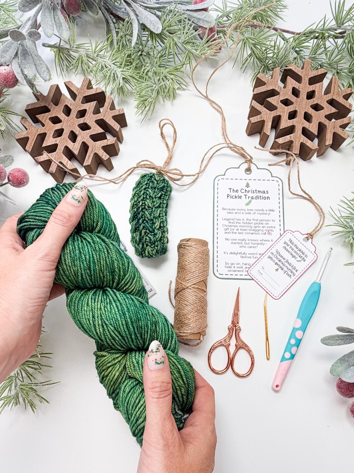 CROCHET PATTERN + VIDEO Wheat Stitch™ Pickle Ornament Crochet Pattern, Includes Printable Tags, Quick & Easy Holiday Decor Gift Crochet
