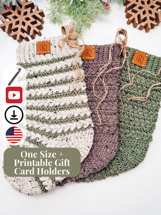 CROCHET PATTERN + VIDEO Wheat Stitch™ Crochet Christmas Stocking Pattern, Handmade Holiday Mantel Diy Crochet Stocking, Beginner Friendly