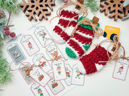CROCHET PATTERN + VIDEO Wheat Stitch™ Mini Stocking Crochet Pattern, Quick Diy Gift Card Holder, Holiday Mini Stocking Advent Calendar Easy