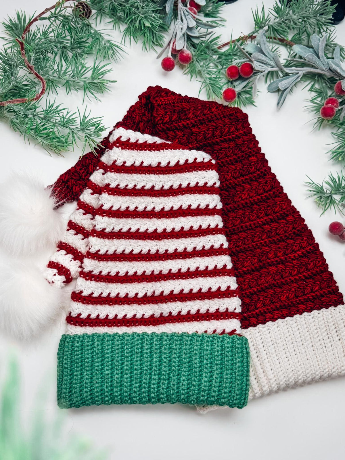 CROCHET PATTERN + VIDEO Wheat Stitch Santa & Elf Stocking Hat Crochet Pattern, 8 Sizes Newborn to Adult, Christmas Craft Favorite Holiday