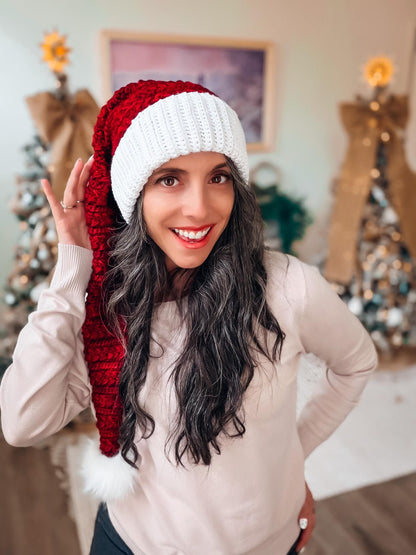 CROCHET PATTERN + VIDEO Wheat Stitch Santa & Elf Stocking Hat Crochet Pattern, 8 Sizes Newborn to Adult, Christmas Craft Favorite Holiday
