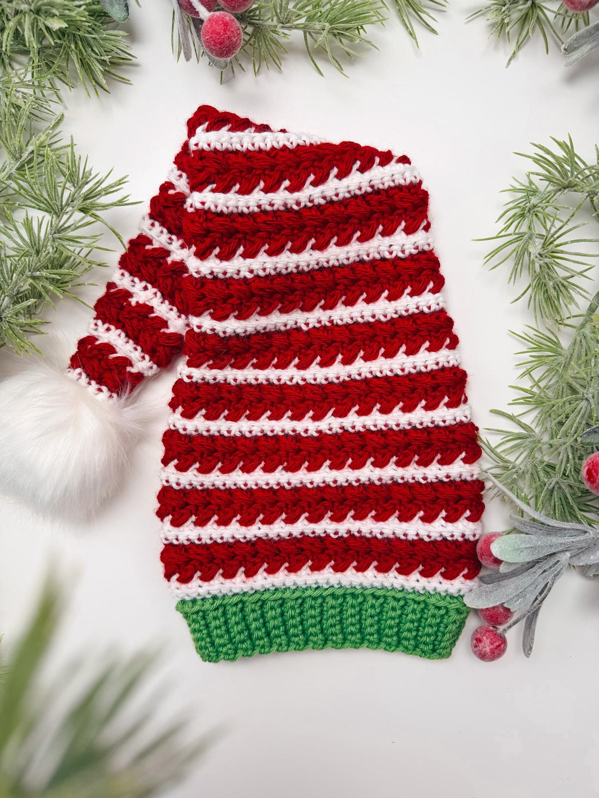 CROCHET PATTERN + VIDEO Wheat Stitch Santa & Elf Stocking Hat Crochet Pattern, 8 Sizes Newborn to Adult, Christmas Craft Favorite Holiday