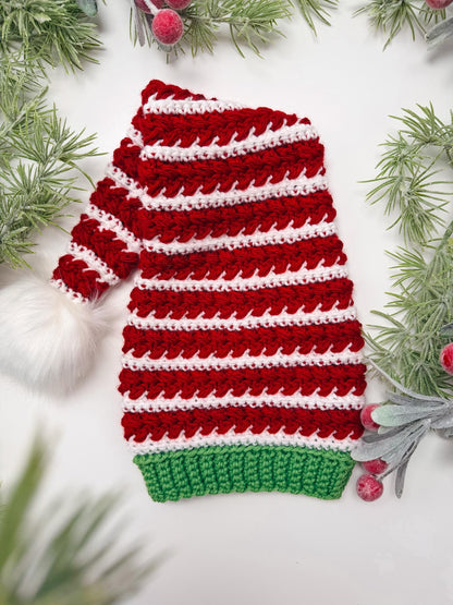 CROCHET PATTERN + VIDEO Wheat Stitch Santa & Elf Stocking Hat Crochet Pattern, 8 Sizes Newborn to Adult, Christmas Craft Favorite Holiday