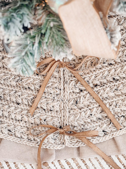 CROCHET PATTERN + VIDEO Wheat Stitch™ Crochet Tree Skirt Cozy Handmade Christmas Decor, Heirloom Quality, Farmhouse Chic Holiday Accent
