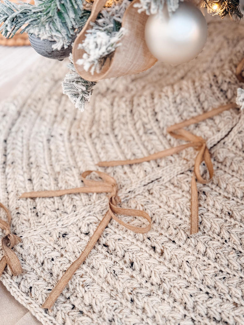 CROCHET PATTERN + VIDEO Wheat Stitch™ Crochet Tree Skirt Cozy Handmade Christmas Decor, Heirloom Quality, Farmhouse Chic Holiday Accent