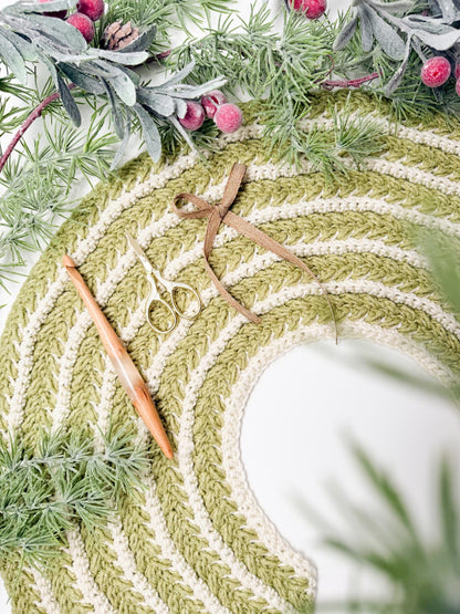 CROCHET PATTERN + VIDEO Wheat Stitch™ Crochet Tree Skirt Cozy Handmade Christmas Decor, Heirloom Quality, Farmhouse Chic Holiday Accent