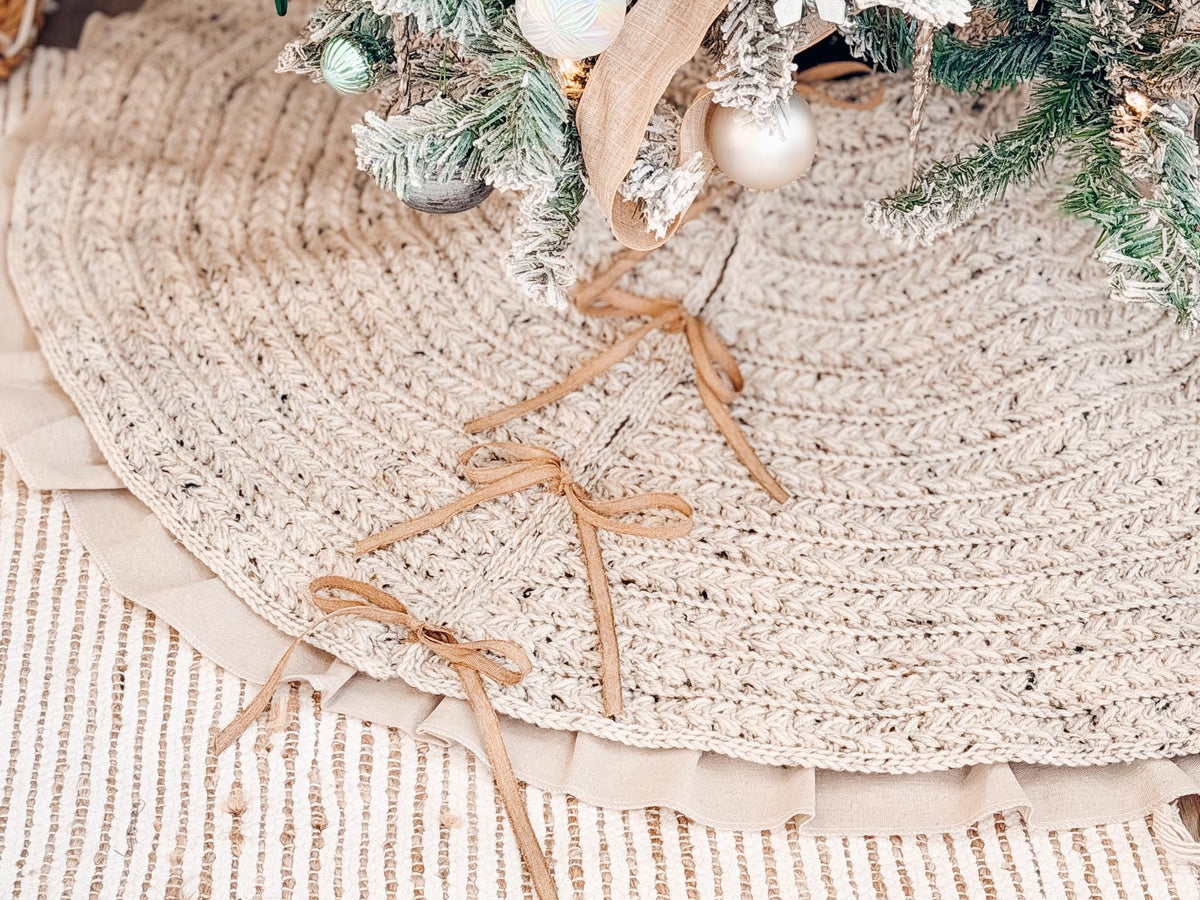 CROCHET PATTERN + VIDEO Wheat Stitch™ Crochet Tree Skirt Cozy Handmade Christmas Decor, Heirloom Quality, Farmhouse Chic Holiday Accent