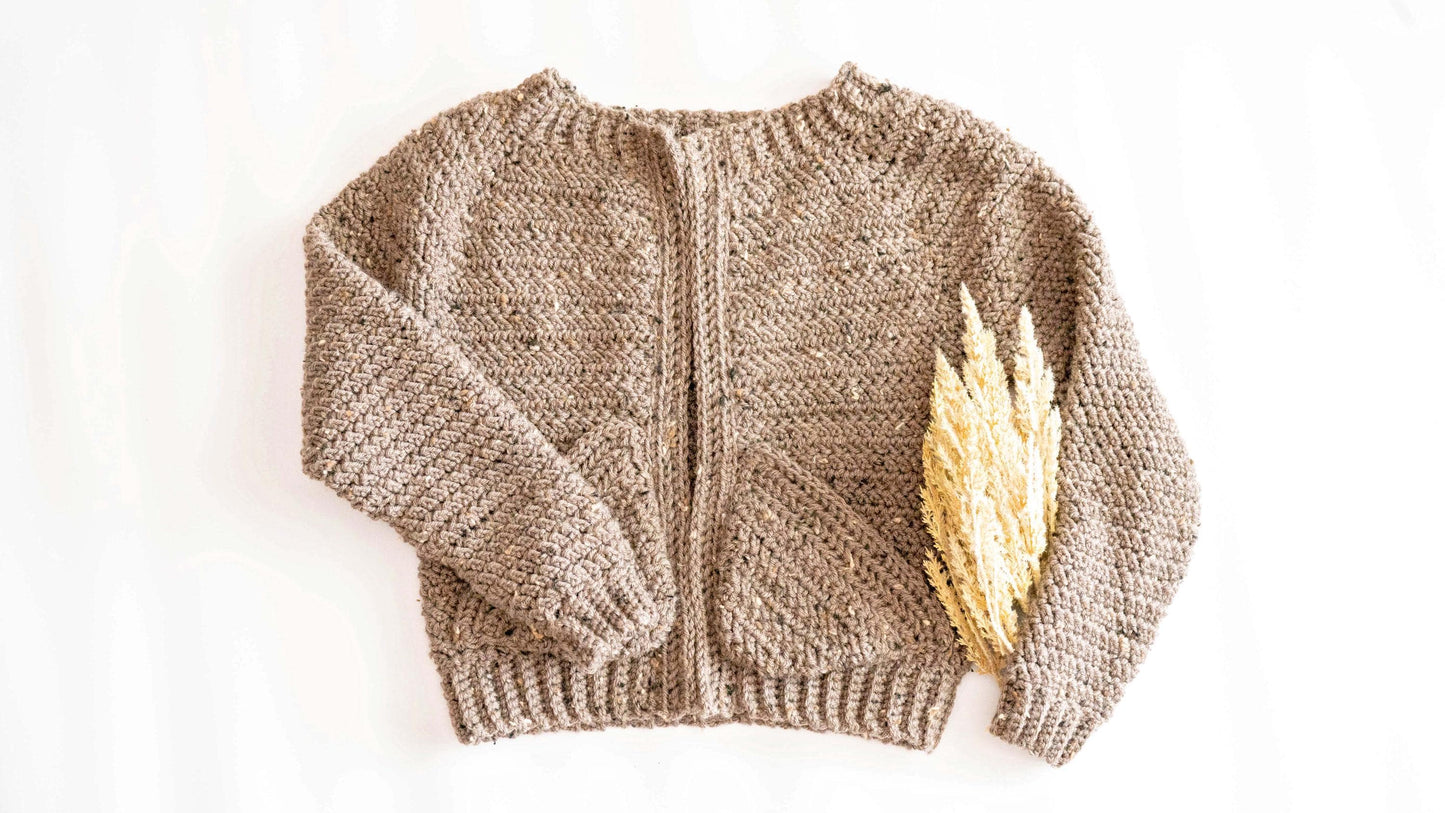 CROCHET PATTERN + VIDEO Cascade Child Cardigan Crochet Pattern, Kids Crochet Cardigan Pattern in Sizes 1 Year to 12 Years.