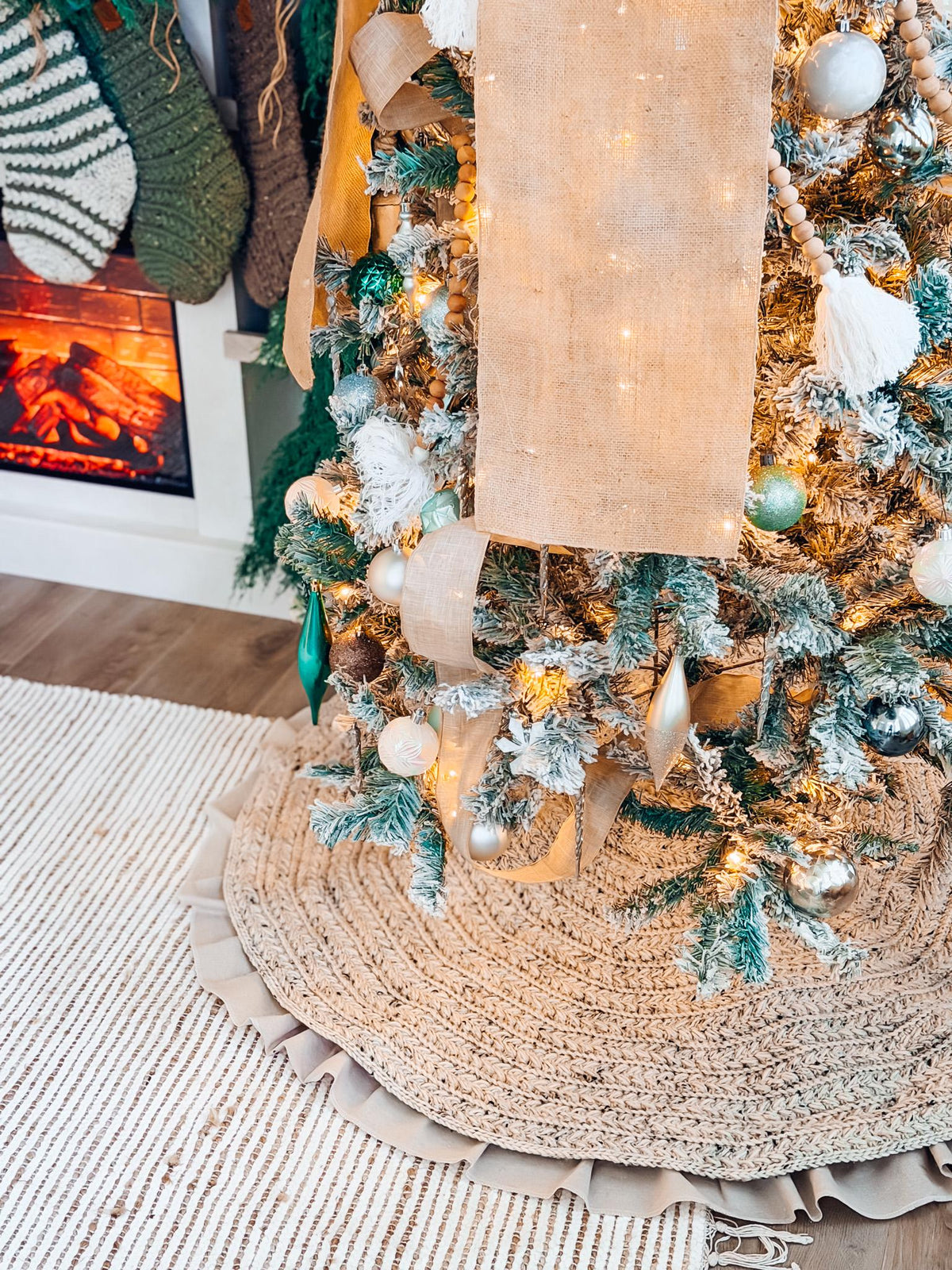 CROCHET PATTERN + VIDEO Wheat Stitch™ Crochet Tree Skirt Cozy Handmade Christmas Decor, Heirloom Quality, Farmhouse Chic Holiday Accent