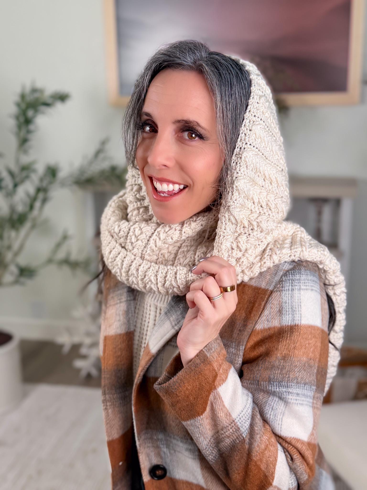 CROCHET PATTERN + VIDEO Wheat Stitch™ Hooded Scarf Crochet Pattern Hood Scarf Pdf Winter Accessory Wrap + Video Tutorial