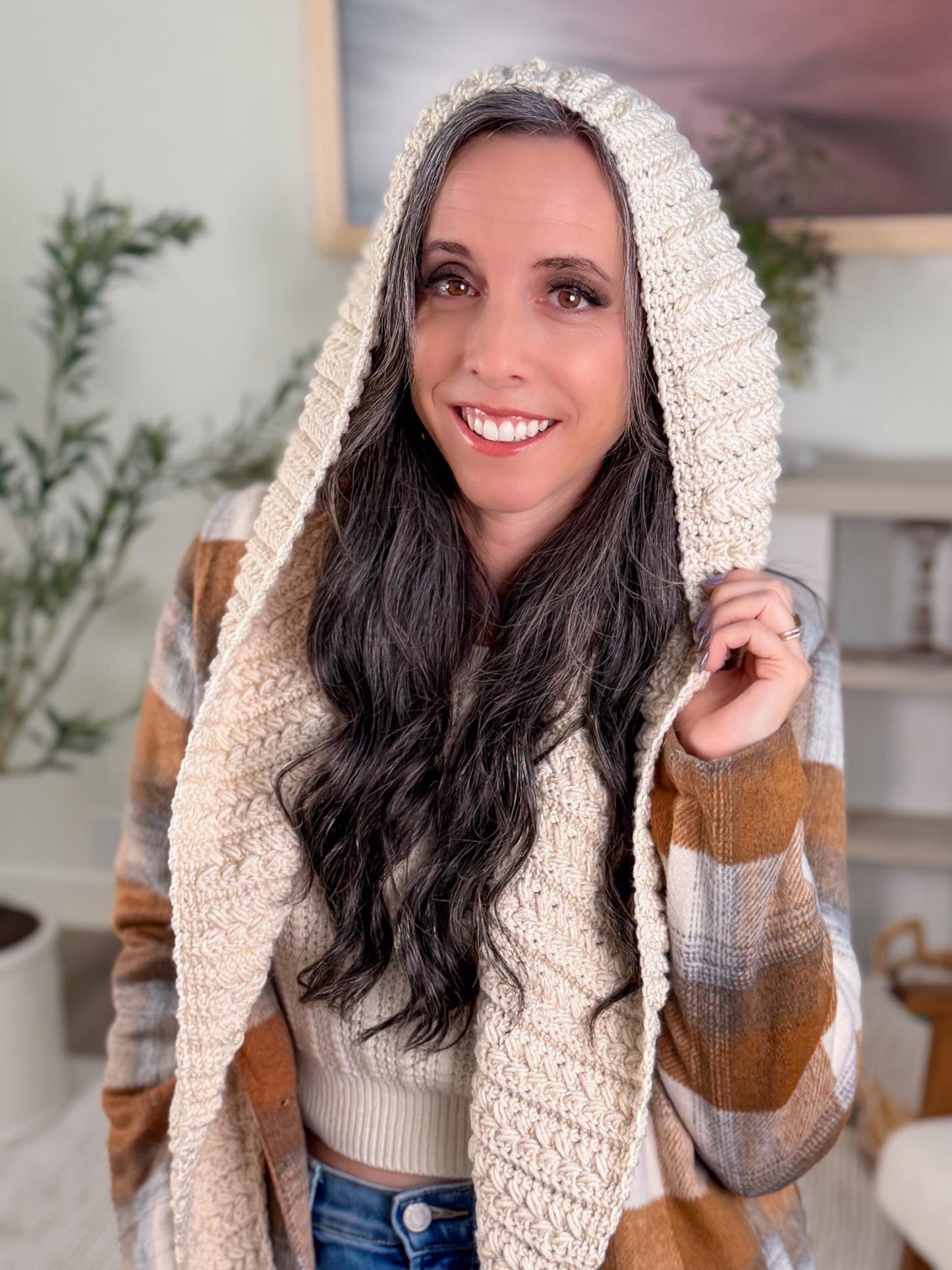 CROCHET PATTERN + VIDEO Wheat Stitch™ Hooded Scarf Crochet Pattern Hood Scarf Pdf Winter Accessory Wrap + Video Tutorial