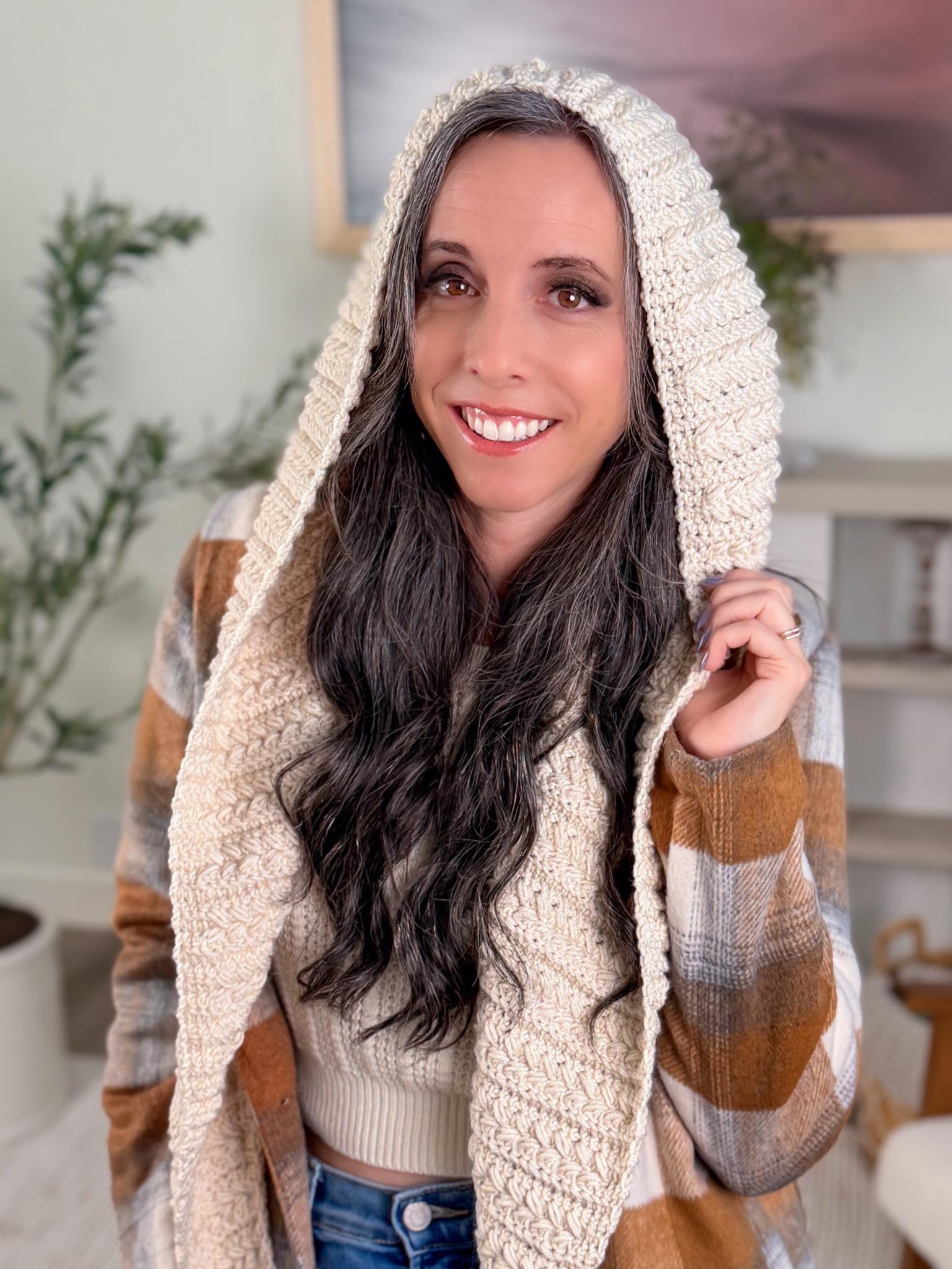 CROCHET PATTERN + VIDEO Wheat Stitch™ Hooded Scarf Crochet Pattern Hood Scarf Pdf Winter Accessory Wrap + Video Tutorial
