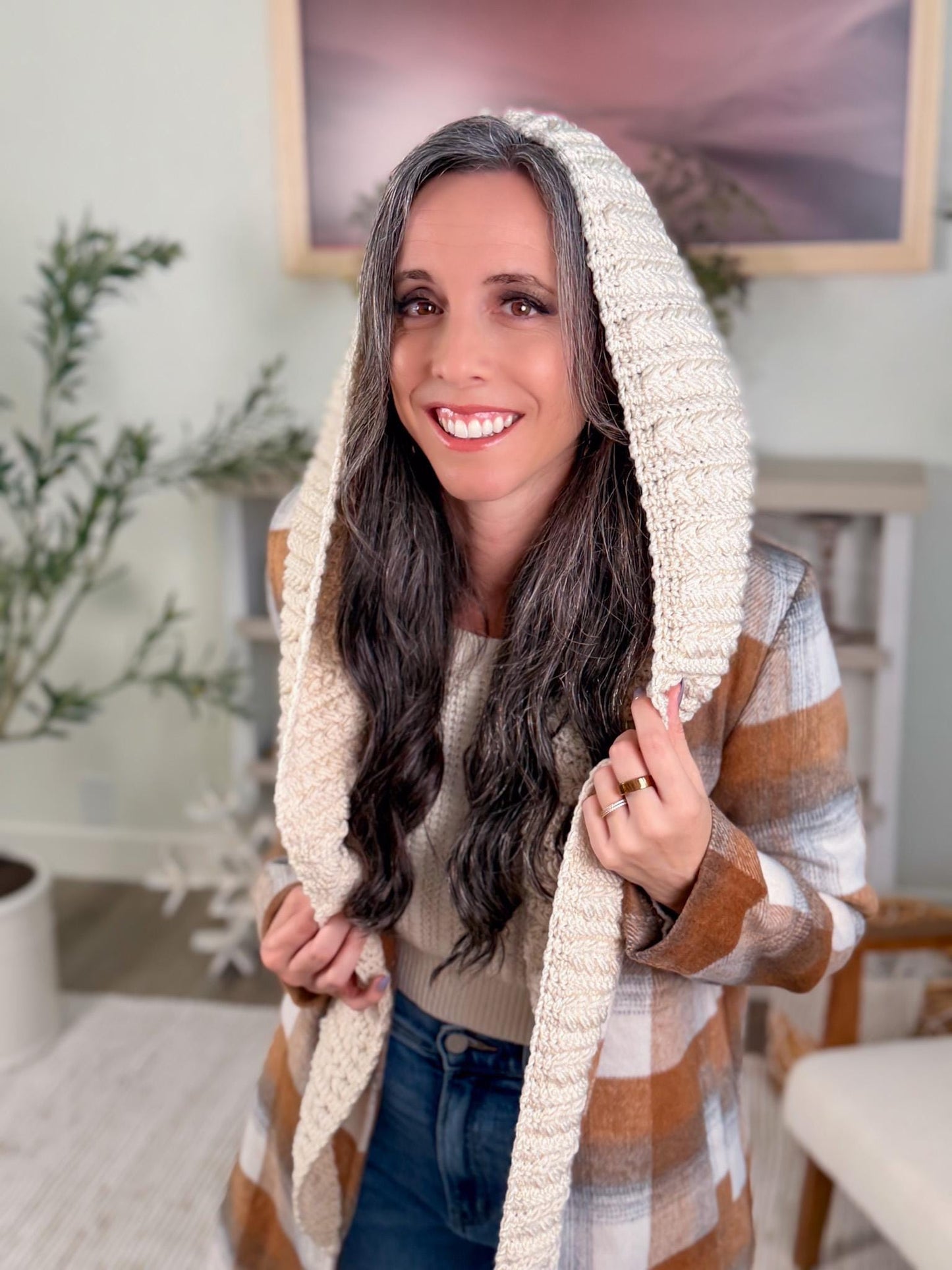 CROCHET PATTERN + VIDEO Wheat Stitch™ Hooded Scarf Crochet Pattern Hood Scarf Pdf Winter Accessory Wrap + Video Tutorial