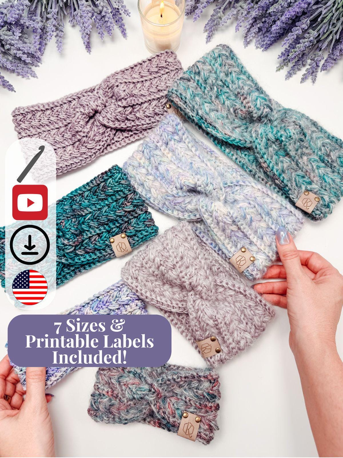 CROCHET PATTERN + VIDEO Wheat Stitch Earwarmer Crochet Pattern Pdf Headband Instant Download | 7 Sizes Baby to Adult | Beginner-Friendly