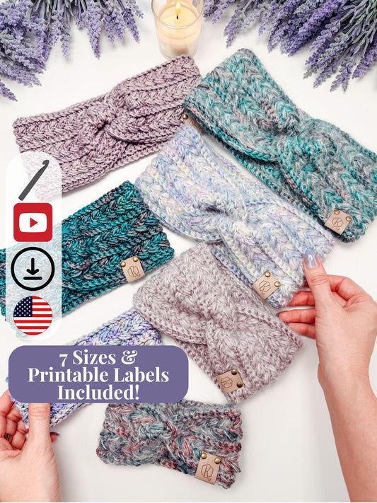 CROCHET PATTERN + VIDEO Wheat Stitch Earwarmer Crochet Pattern Pdf Headband Instant Download | 7 Sizes Baby to Adult | Beginner-Friendly