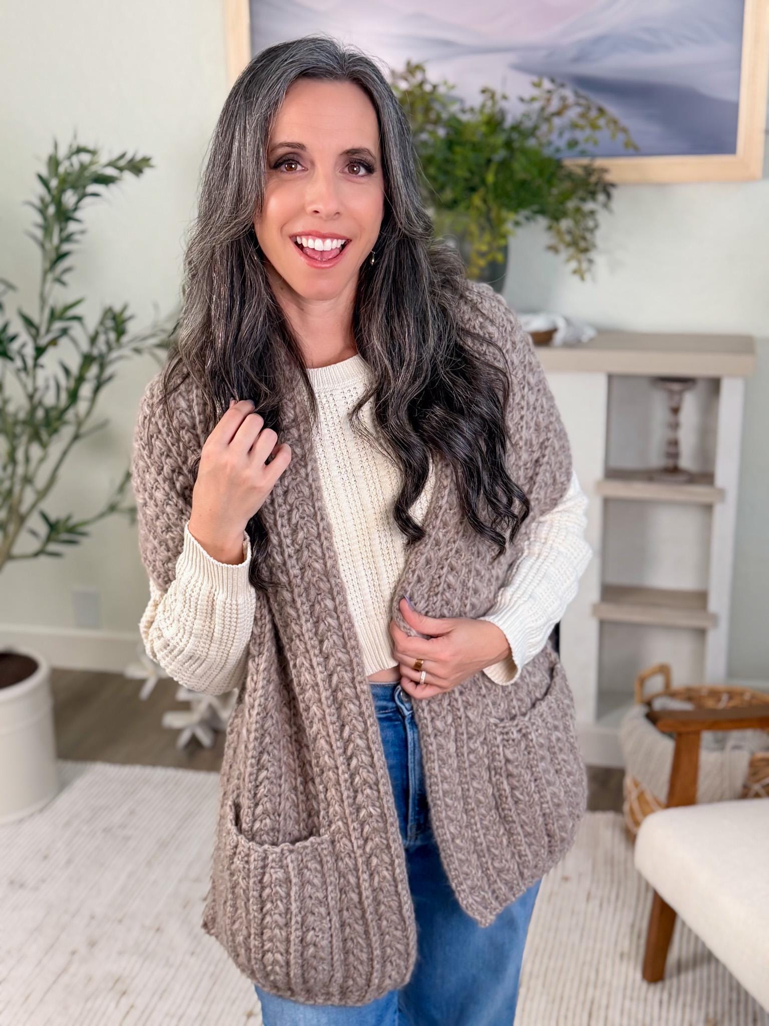 CROCHET PATTERN + VIDEO Wheat Stitch™ Pocket Shawl Crochet Pattern • Beginner-Friendly Wrap with Pockets • Textured Shawl Pdf