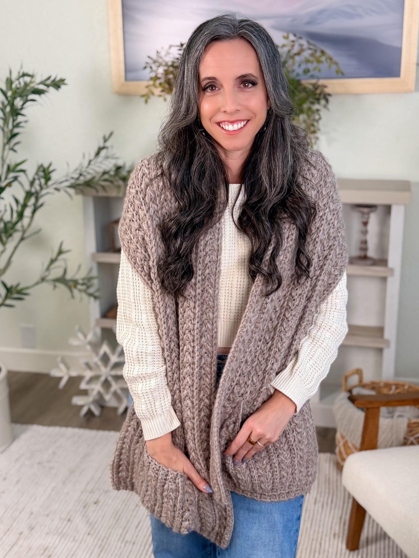 CROCHET PATTERN + VIDEO Wheat Stitch™ Pocket Shawl Crochet Pattern • Beginner-Friendly Wrap with Pockets • Textured Shawl Pdf