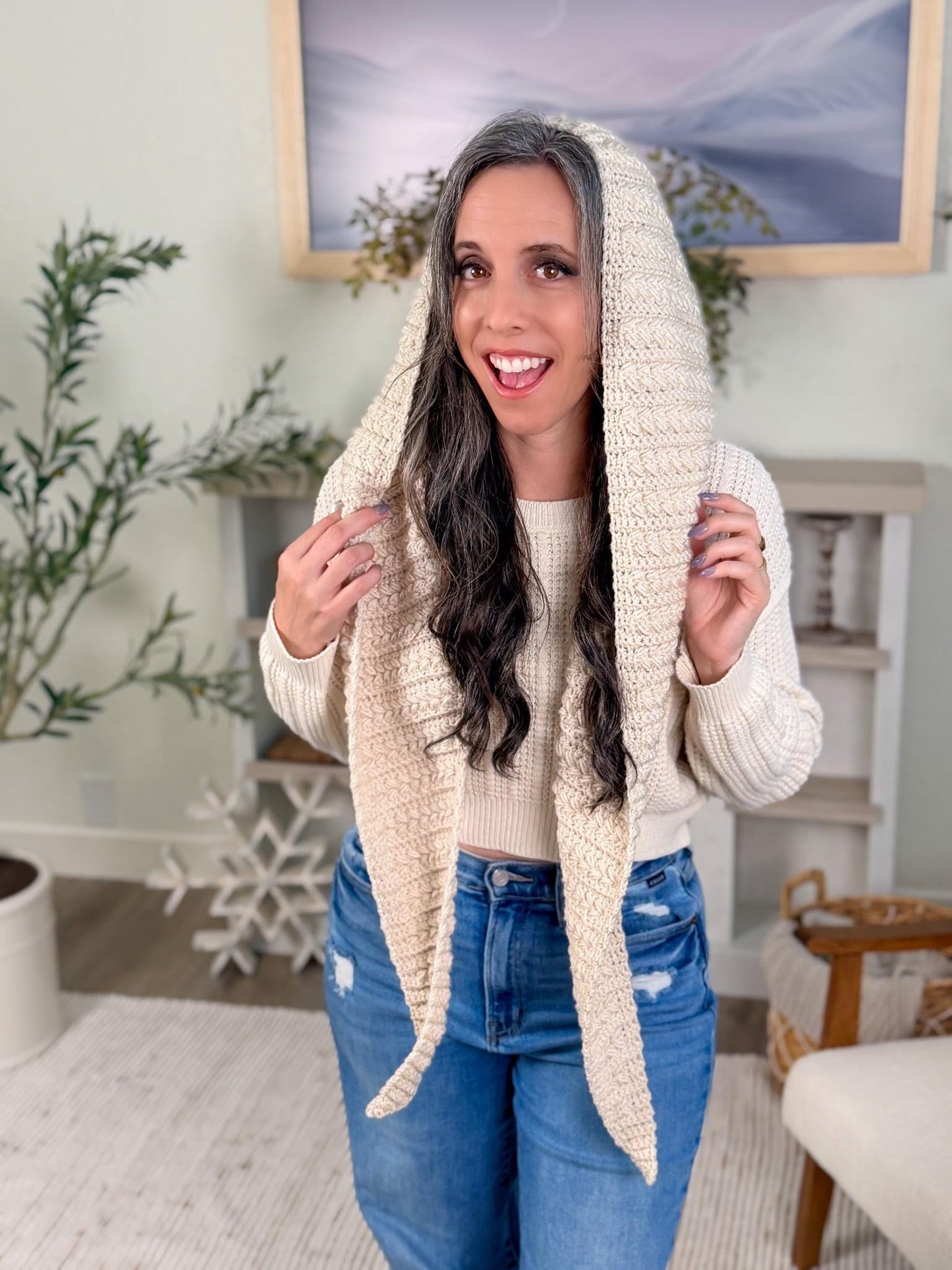 CROCHET PATTERN + VIDEO Wheat Stitch™ Hooded Scarf Crochet Pattern Hood Scarf Pdf Winter Accessory Wrap + Video Tutorial