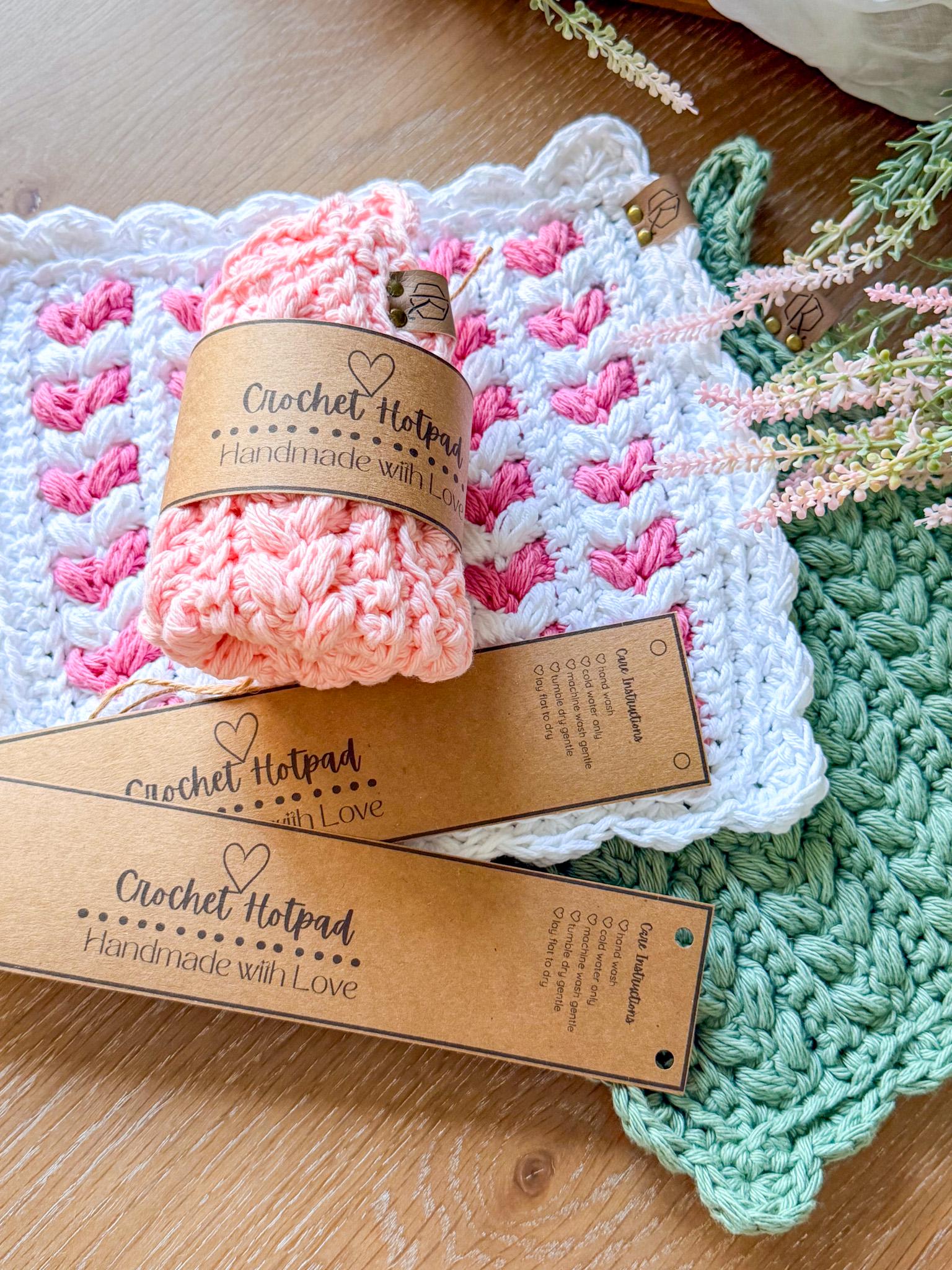 CROCHET PATTERN + VIDEO Wheat Stitch™ Scalloped Hotpad, Easy Cotton Trivet Pdf + Video, Handmade Kitchen Decor Gift, Printable Tags, Gifting