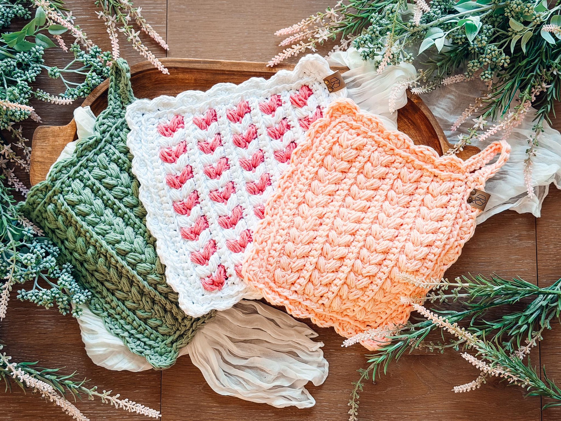 CROCHET PATTERN + VIDEO Wheat Stitch™ Scalloped Hotpad, Easy Cotton Trivet Pdf + Video, Handmade Kitchen Decor Gift, Printable Tags, Gifting