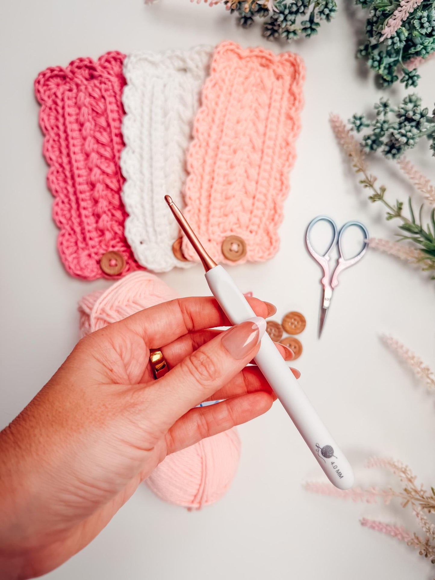 CROCHET PATTERN + VIDEO Crochet Napkin Ring Pattern, Wheat Stitch™ Scalloped Napkin Rings, Cotton Napkin Holder, Easy Gift Crochet Pattern